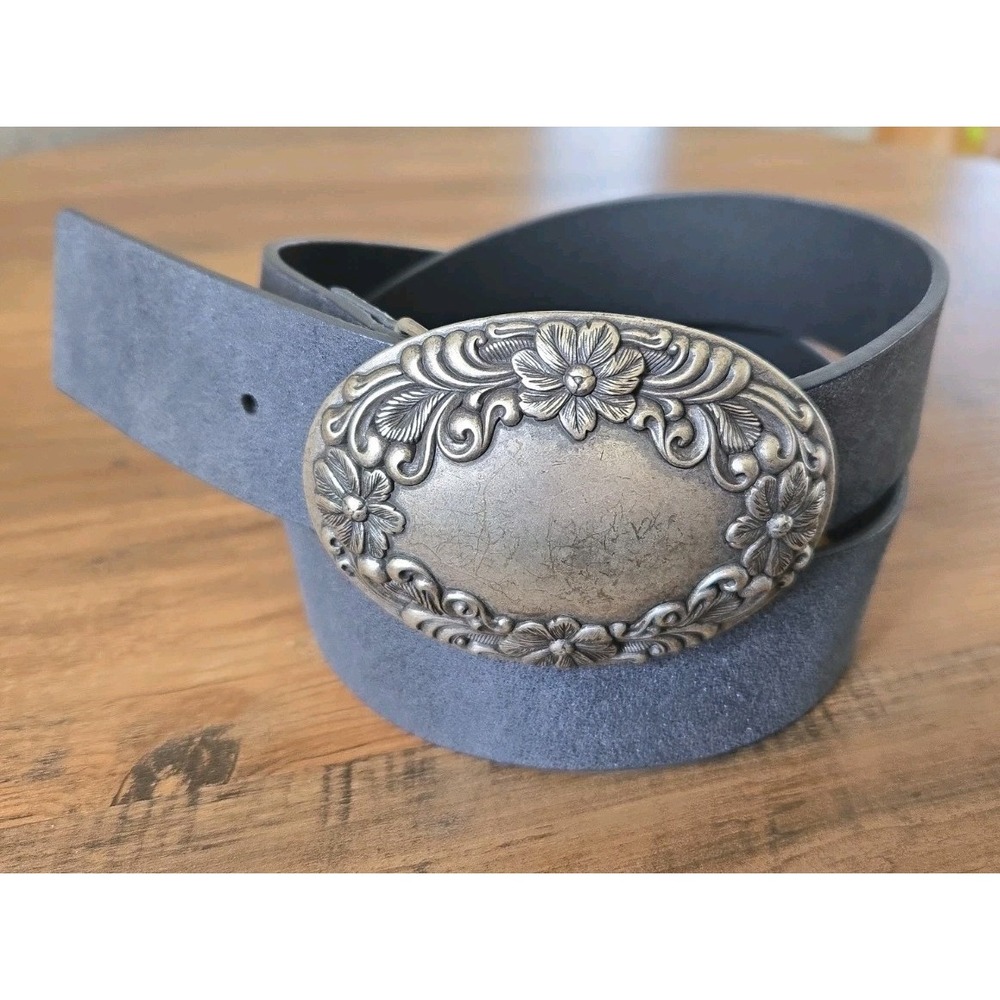 VTG Calvin Klein Women's 1.75" W Waist Belt W/Oval Floral Buckle Large (36-40)